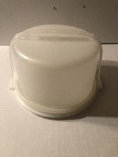 Vintage Tupperware 10"Cake Holder/Carrier 683 w/Handle 684 base Cream/ Clear