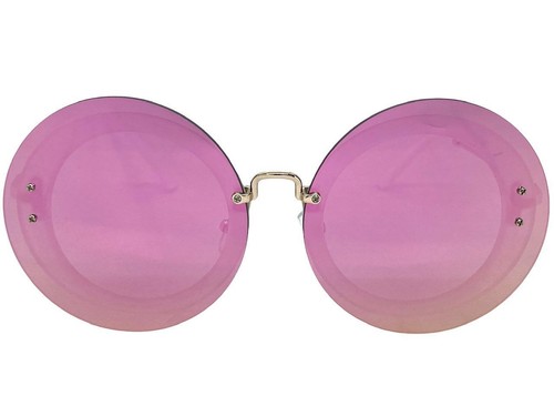 Oversized Exaggerated Classic Vintage Retro Style SUNGLASSES Round Fuchsia Color - Picture 4 of 7