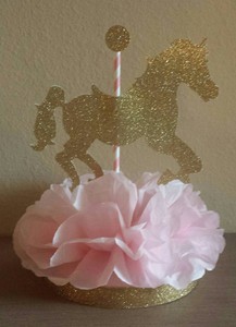 Carousel Horse Pink Gold Centerpiece Birthday Party Baby Shower