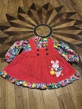 VTG Girls 12 Month Dress Bunny Floral Size 12 Month