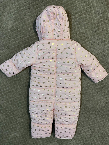 Jessica Simpson Pink Bow Print Girls Insulated Snowsuit Ruffles Size 24 Mo. - Picture 4 of 8