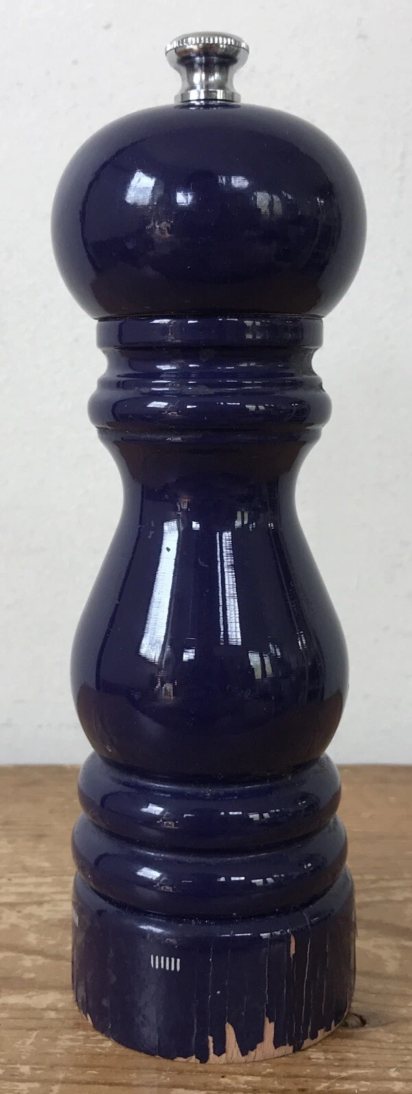 Peugeot French Wooden Dark Cobalt Blue Lacquer Salt Mill Grinder Dispenser