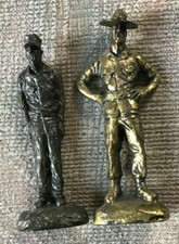 VINTAGE GOMER PYLE AND SGT CARTER 9" BRONZE TONE FIGURES FIGURINES STATUES