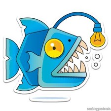 Deep Sea Angler Fish, Vinyl Decal Sticker, Indoor Outdoor, 3 Sizes, #12037