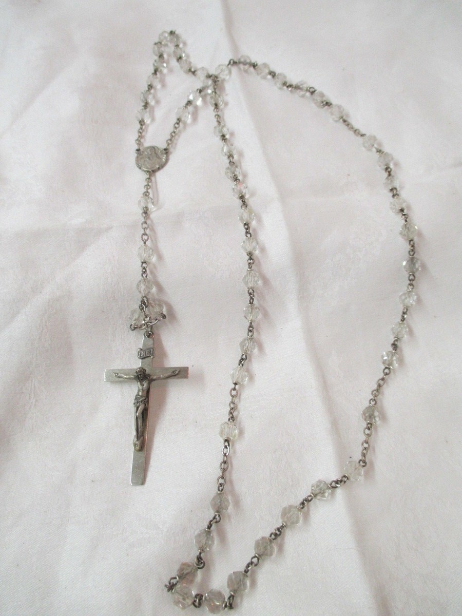 Vintage Afco Sterling Cross Rosary with Crystal Beads | eBay