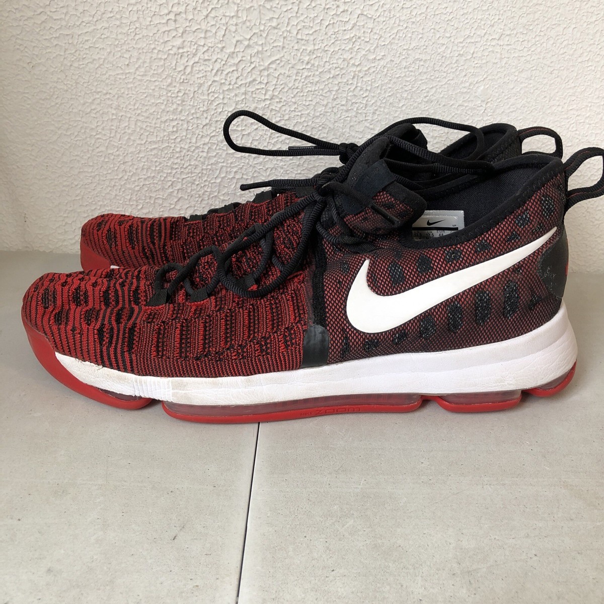 2016 NIKE ZOOM KD 9 HARD WORK UNIVERSITY RED SHOES SZ 13.5 843392