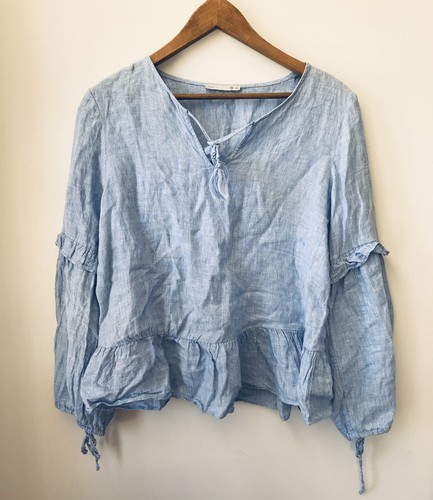 Long Sleeve Ruffle Hem + Tassel Blouse 