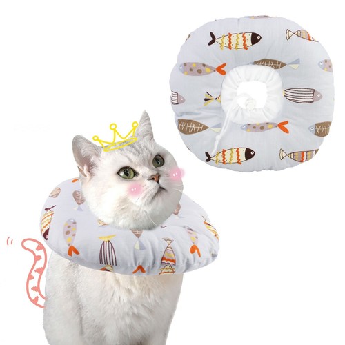 Cute Fish Print Pet Elizabeth Collar Recovery Healing Protective Cats and Dogs
