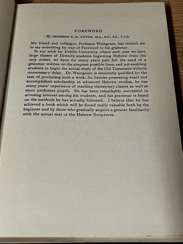 A Practical Grammar For Classical Hebrew J. Weingreen, M.A, PH.D 1969 Hebrew/Eng - Picture 8 of 8