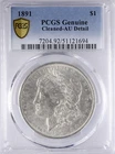 1891 Morgan Dollar PCGS AUDetails cleaned