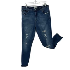 Abercrombie size 34/18L Curve Love High Rise Super Skinny Ankle Jeans Destroyed