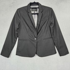 Banana Republic Blazer Womens Petite 4 Black Stretch Lined One Button Twill