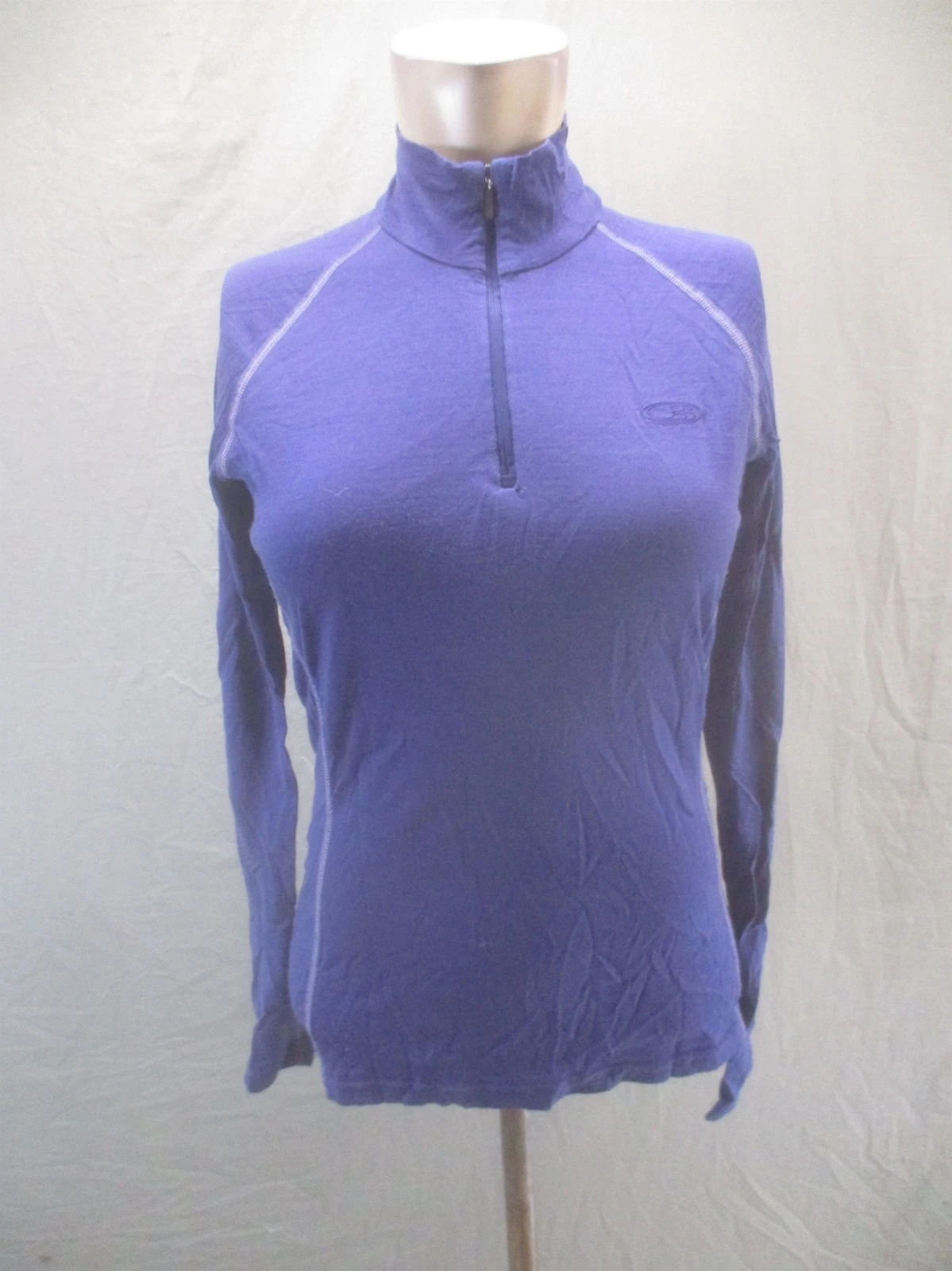 Icebreaker Size M Womens Blue 100% Merino Wool 1/4 Zip Base Layer Pull Over 324