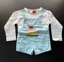 Vintage 80s Baby Romper 12M Health-tex Shirt Little Chefs Applique Outfit