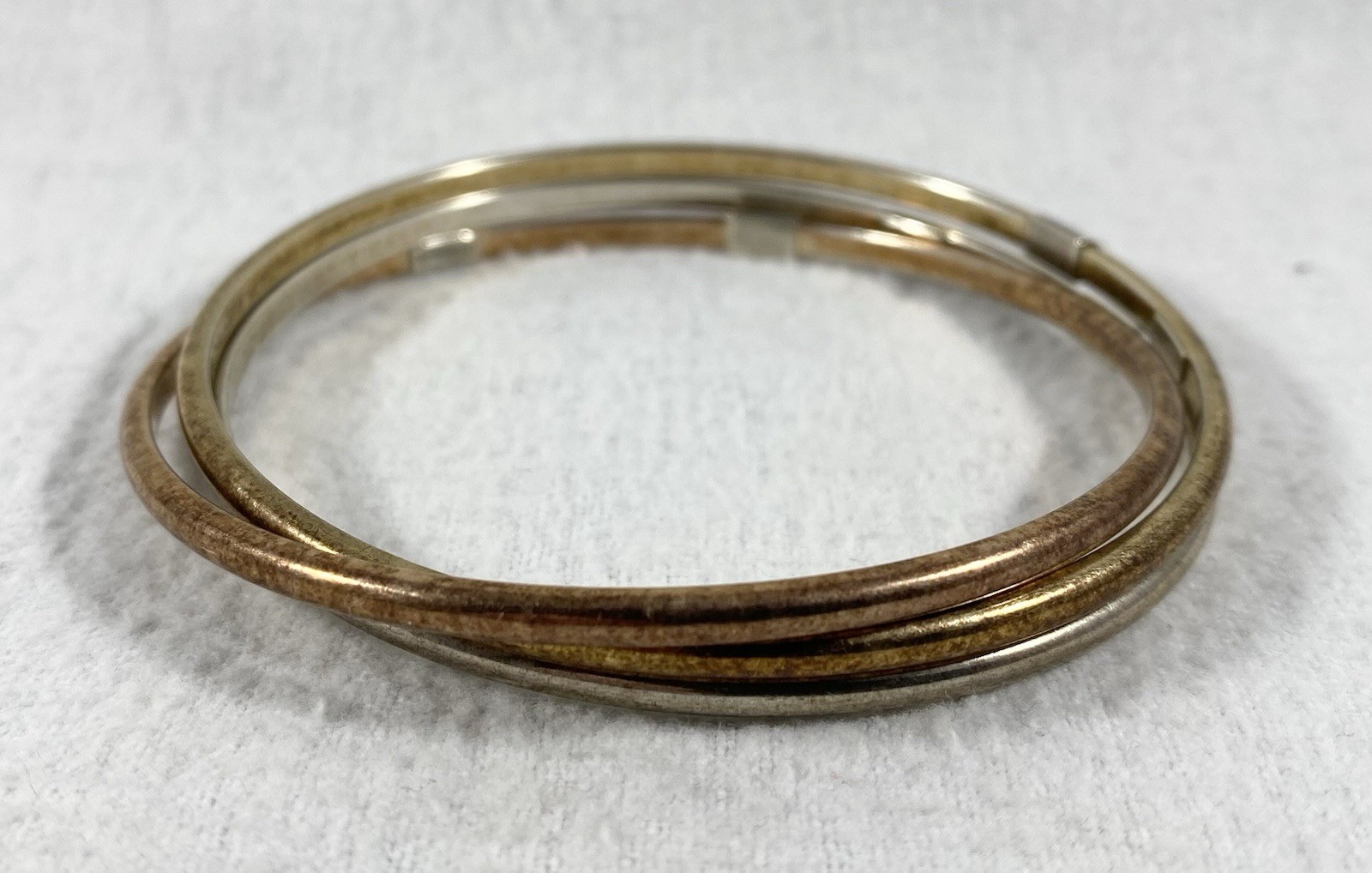 Three Sterling Silver Interlocking Bangle Bracele… - image 1