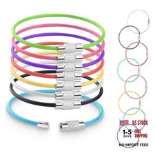 16Pcs Stainless Steel Key Rings, 6 Inch Luggage Tags Loops 2mm Coated Wire