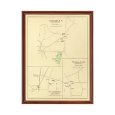 Old Map of Brooklyn, CT 1893 - Vintage Brooklyn Connecticut