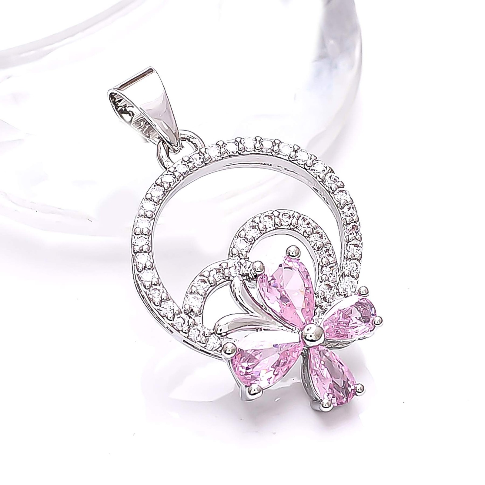 Pink Sapphire Simulated CZ Gemstone 925 Sterling Silver Pendant 1.20 Inch P79416