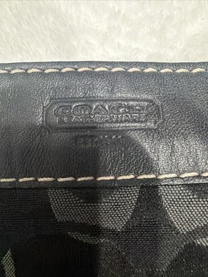Coach Zoe Mini Blue Denim Signature Jacquard Black Leather
