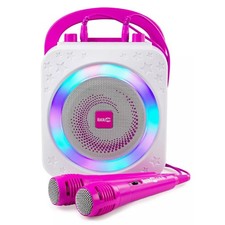 RockJam Bluetooth karaoke party machine speaker 2 microphones LED 10-watt PINK