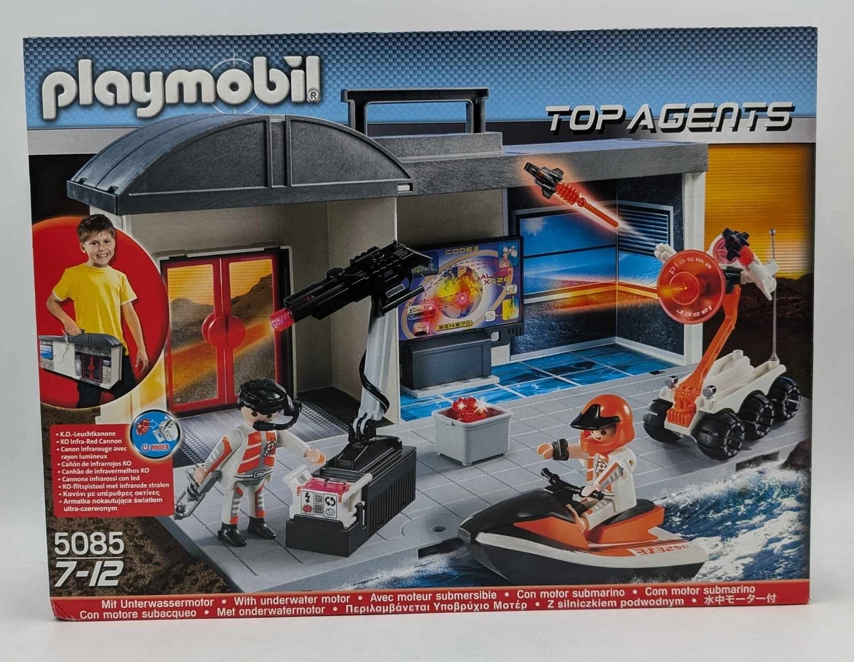 PLAYMOBIL 5085 Top Agents Agentenquartier Koffer Laser Hauptquartier Jetski NEU
