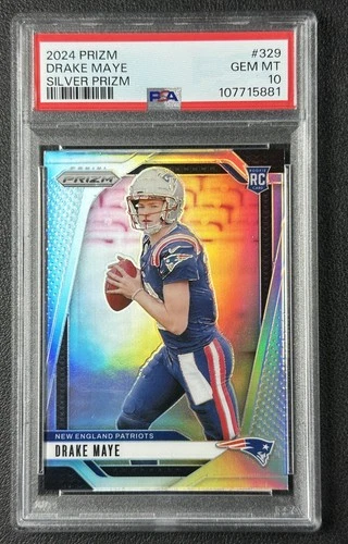 DRAKE MAYE PSA 10 2024 PANINI PRIZM #329 ROOKIE SILVER RC PATRIOTS 881