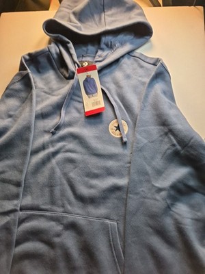 Converse Men's Logo Hoodie Pullover Sweatshirt Relaxed Fit Size M Blue