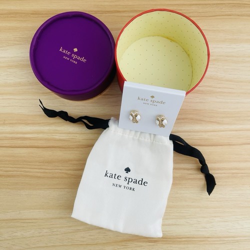 Kate Spade Earrings Owl Stud White Gold Plated Multi Star Bright with Bag & Box - Picture 5 of 5