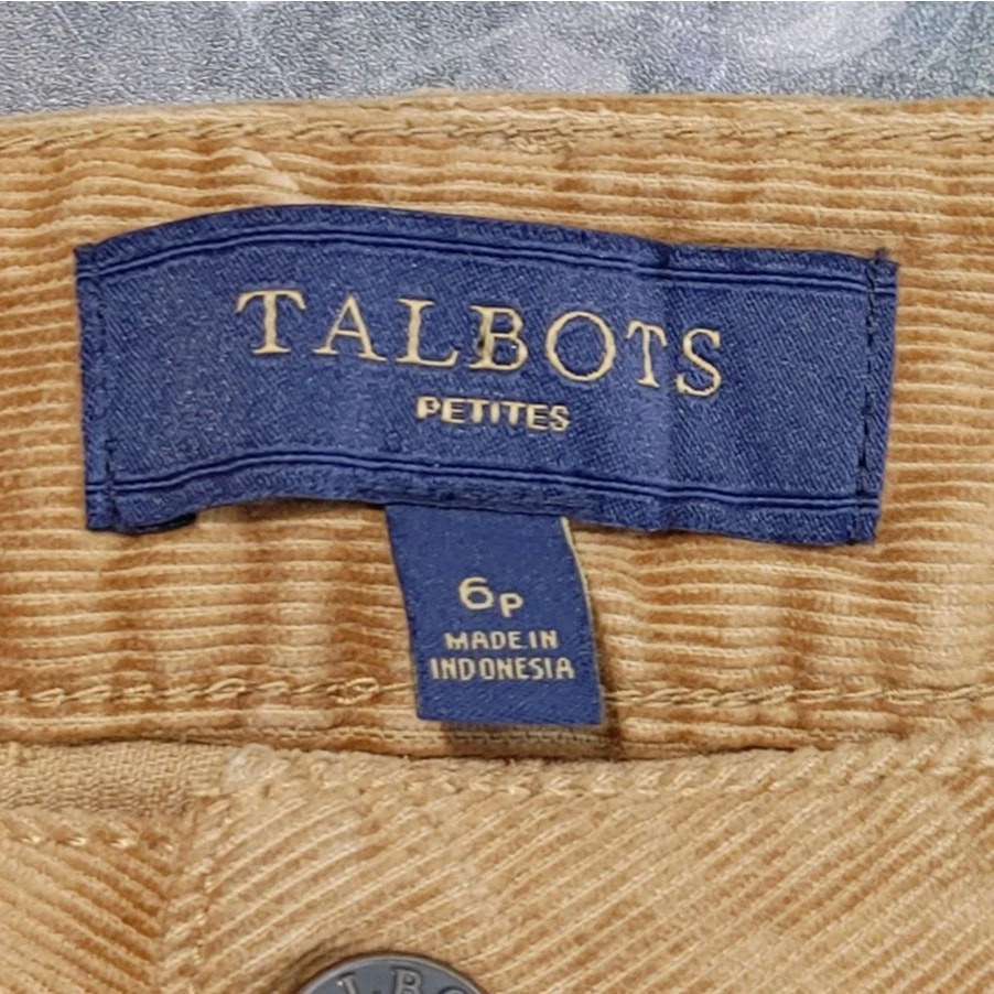 Talbots Heritage Stretch Corduroy Straight Leg Pants Mid Rise Tan Womens Size 6P - Image 3 of 4