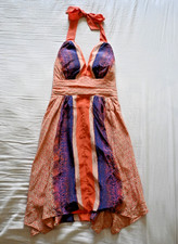 GUESS Halter Dress - Orange & Purple Animal Print (Size 0)