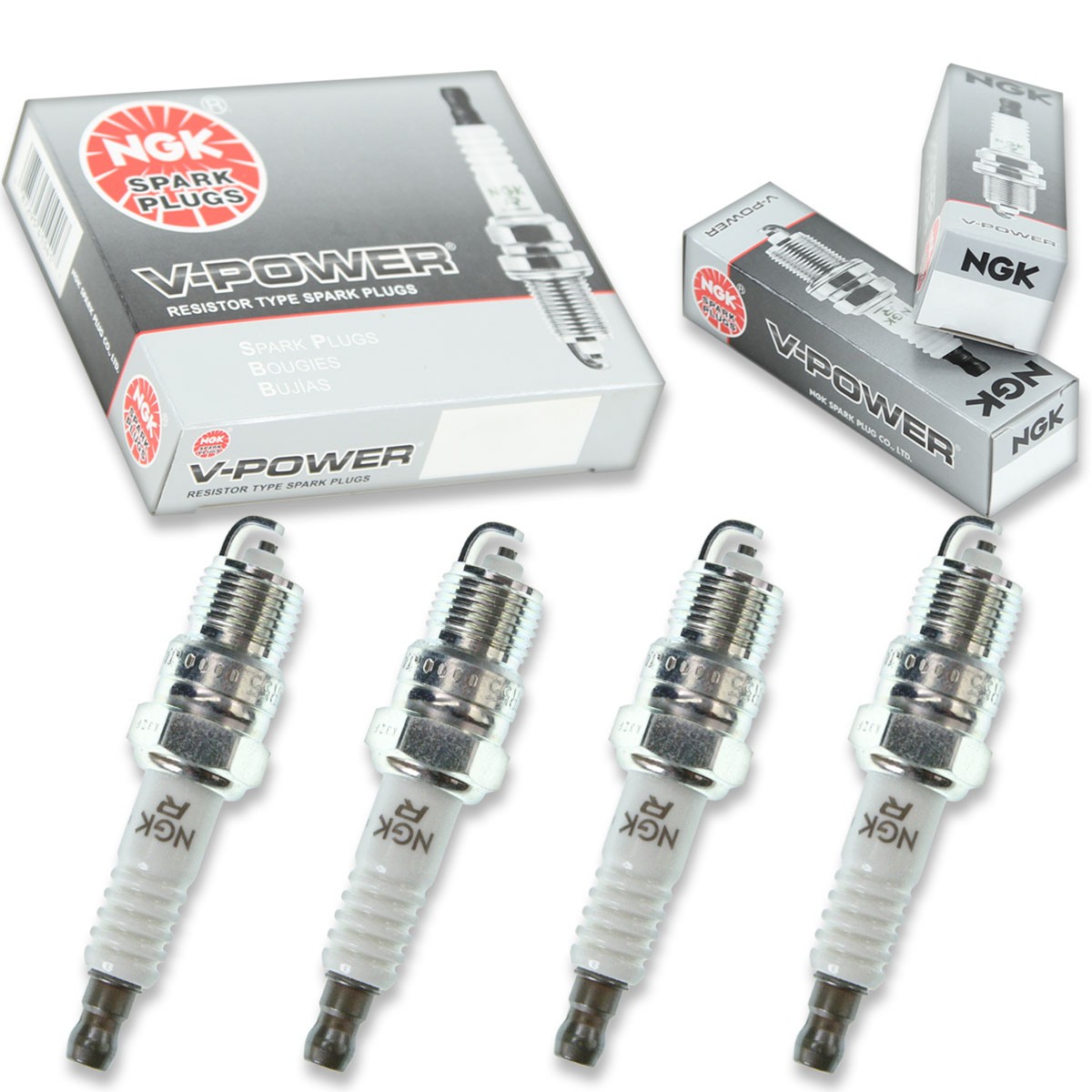 4 pcs NGK V-Power Spark Plugs for 1988-1991 Oldsmobile Cutlass Calais 2.5L fa