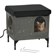 Heated Cat House for Outside, Outdoor Cat House Featuring Escape Door in Wint...