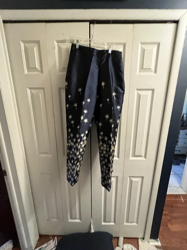 Zara Navy Blue Floral Pants - Image 2 of 3
