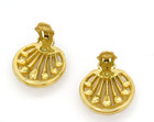 Quality Vintage TRIFARI  Gold Tone w Faux Pearl Settings Clip-On Earrings — photo 3