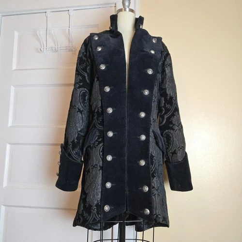 Shrine Hollywood California black brocade gothic steampunk military vampire coat image 13