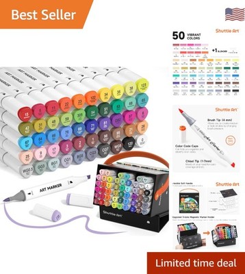 Dual Tip Alcohol-Based Markers Set - 51 Rich Colors with Storage Case