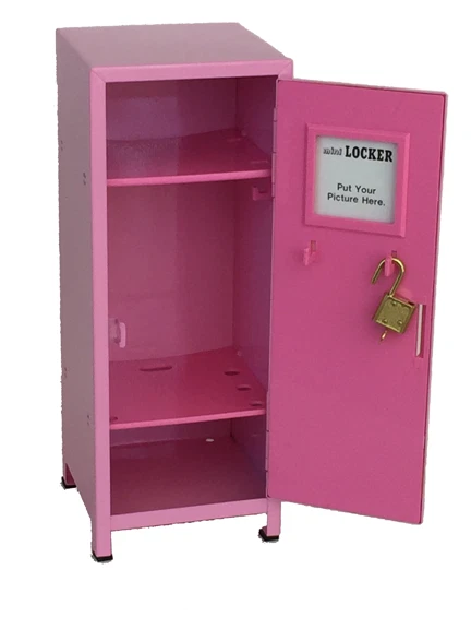 Mini armario de metal rosa para niños caja del tesoro para niños 4,25" w x 4,5" d x 10,75" h, SS622P Foto 2 de 3