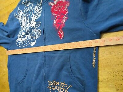 ED Hardy New York City Kamikaze Skull XL Blue Full Zip