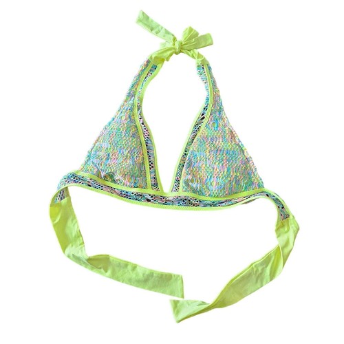 Becca by Rebecca Virtue Women's Neon Colorful Triangle Bikini Top. Size M