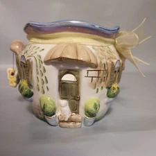 Cottage Fairy Luminary Planter Hand Painted Candle Holder Mini Village House