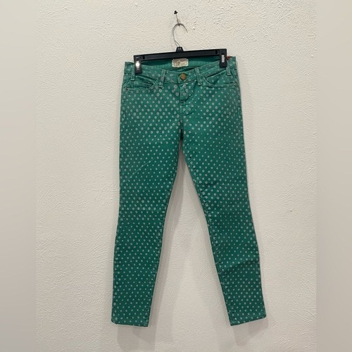 Current Elliott Green & White Polka Dot Skinny Jeans sz 27 Artsy Fun - Picture 4 of 6