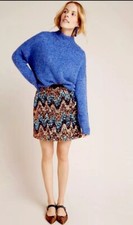 Anthropologie Maeve Zig-Zag Sequined Mini Skirt 6p Petite 120 New Sequins Nwot