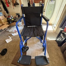 Panana Ultra Lightweight Wheelchair with handbrakes and 12" wheels foldable blue