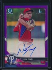 2018 Bowman Chrome Prospect Auto Purple Refractor Nick Fanti Phillies 170/250
