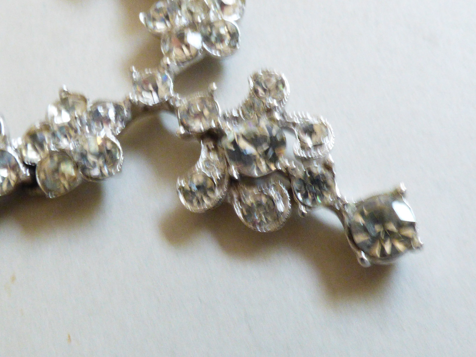 Silver Tone Clear Brilliant color Rhinestones floral desig Necklace ...