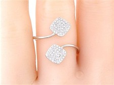 1ct Round Cut Simulated Diamond Cluster Unique Bypass Ring 14k White Gold Plated