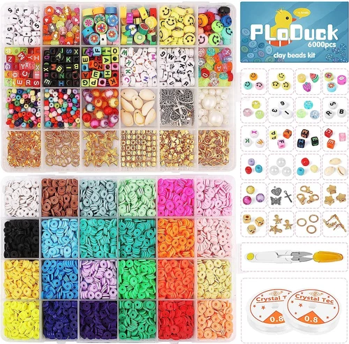 12000 Pcs Clay Flat Beads, DIY Jewelry Making Bracelets Necklace Kit
