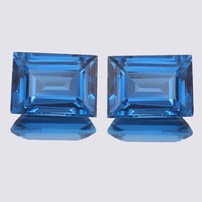 12x8 MM Natural Blue Indicolite Brazilian Tourmaline Baguette Gemstone Cut Pair