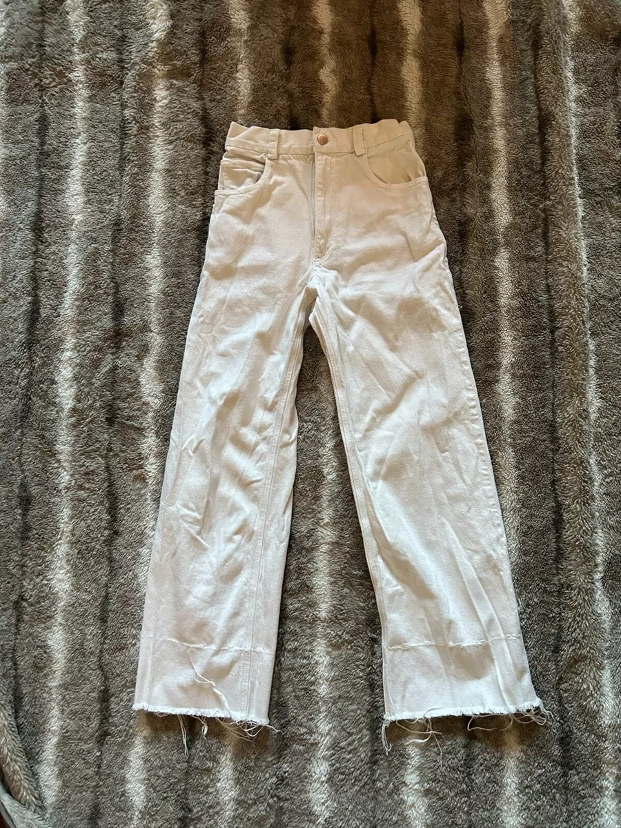 Rachel Comey Legion Wide Leg Cropped Denim Jeans in Dirty White Wash Size 0