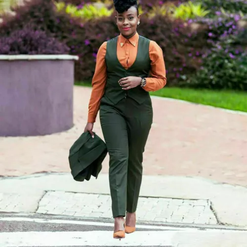 Plus Size 3Pcs Women Suits Green Wedding Party Tuxedo Business Jacket Outfits - Picture 6 of 13